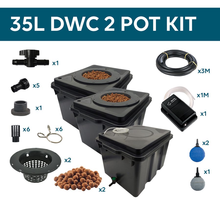 35L Hydroponic Deep Water Culture DWC 2 Pot Kit