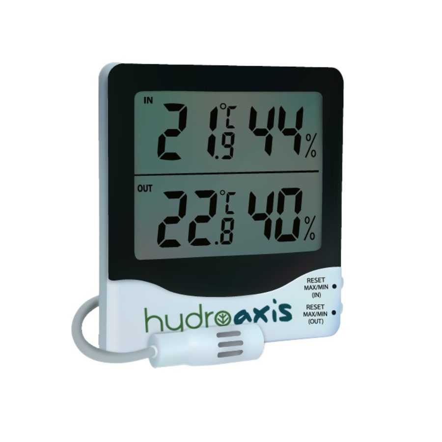 Hydro Axis Thermometer & Hygrometer Large Screen